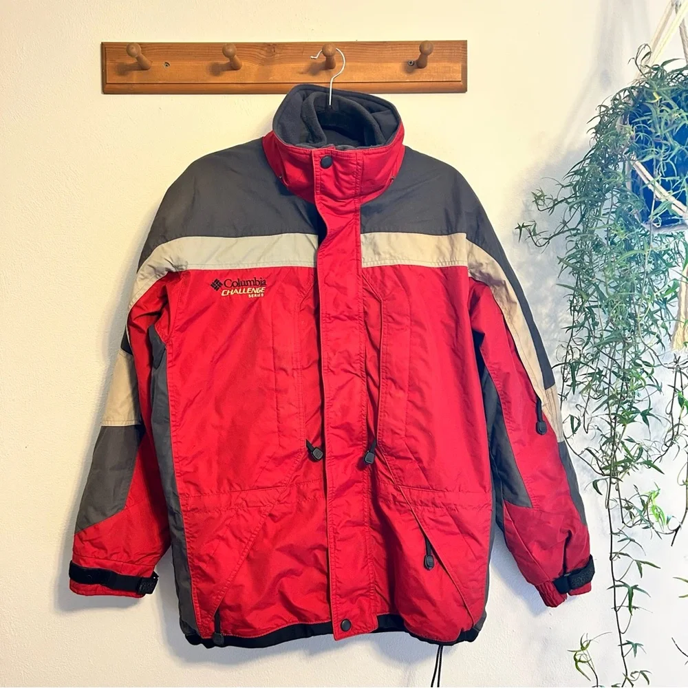 Columbia Men’s Challenge Series Red and Grey Coat with Removable Fleece Jacket
